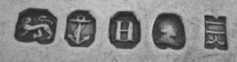 IR and English pseudo-hallmarks mark, J. Ross, Halifax - Nova Scotia 1818