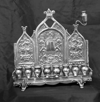 silver chanukah lamp (menorah, hanukah lamp)