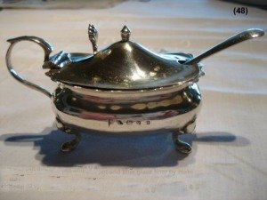 silver mustard-pot: Walker & Hall, Sheffield 1898