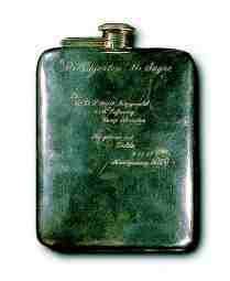 hip flask with dedication to F.S. Fitzgerald by Zelda