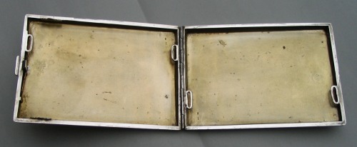 Art Deco silver and enamel cigarette case: gilt inside