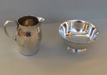 silver plate Reed & Barton Paul Revere Miniature sugar bowl and milk creamer silver plate Reed & Barton Paul Revere Miniature sugar bowl and milk creamer