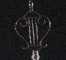 silver oil lamp lyre finial