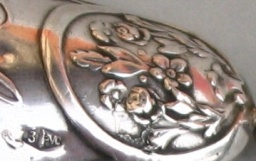 Italian antique silver baby rattle: maker hallmark 3 VC 