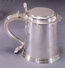 silver tankard, London 1692, maker mark A.R. conjoined