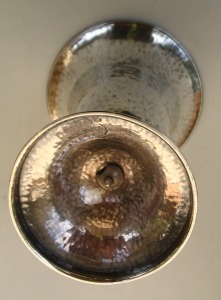 hand hammered Italian silver and ivory vase