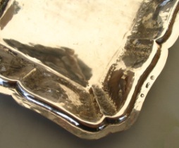 hand hammered Lombardo Veneto silver tray