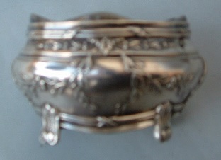 French antique silver and cut glass salt cellar