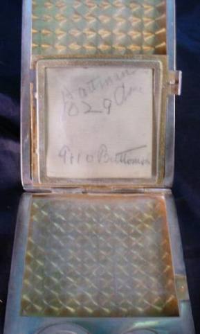 antique silver Art Deco compact gilded interior