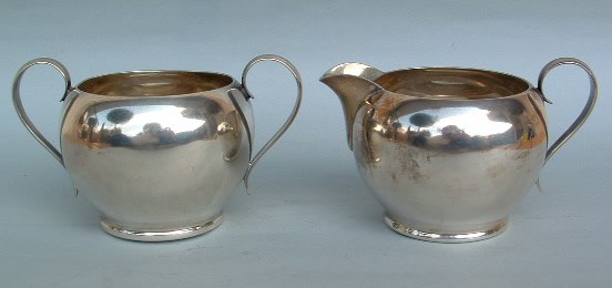 Gorham silver milk creamer and sugar bowl