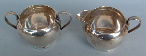 Gorham silver milk creamer and sugar bowl