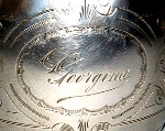 Continental
antique silver
napkin ring
dedication to
Georgina