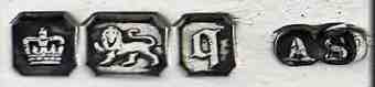 A S into two conjoined circles mark, Adolph Scott, Sheffield 1908 A S into two conjoined circles mark, Adolph Scott, Sheffield 1908