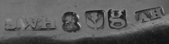 J.W over F.C.W into a trefoil mark, James Wakely & Frank Clarke Wheeler , London 1900 J.WH into a rectangle mark, John & William Howden, London 1900