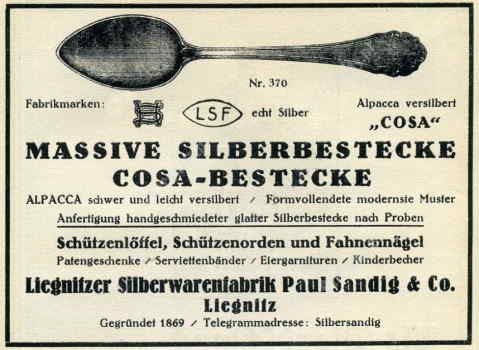 Leignitzer Silberwarenfabrik Paul Sandig & Co - Leignitz, old advertisement