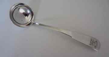 family crest: BRUCE on a silver ladle hallmarked Edinburgh 1812