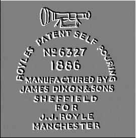 Dixon: Mark used on patented self pouring teapots - 1886-c.1895