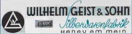 Geist Wilhelm  - Geist Wilhelm & Sohn - Hanau