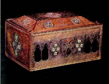 silver and enamel reliquary box: Sulmona, c. 1480