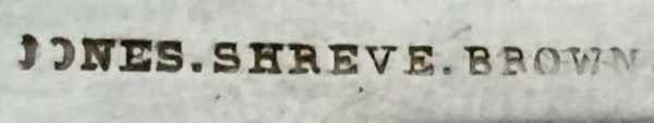Jones, Shreve, Brown & Co: c. 1857-1860 Jones, Shreve, Brown & Co: c. 1857-1860
