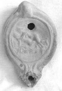 Roman erotic scene clay oil lamp