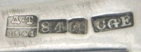 hallmark
Moskow
1779
silversmith Alekseì Afanasbev
assayer Ilbich Trevskoì hallmark
St. Petersburg
1841
silversmith Carl Gustav Ekqvist
assayer Andreì Andreev