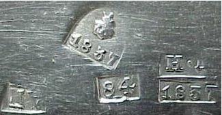 hallmark
Moskow
1837
silversmith IP
assayer
Nikolaì Lukich Dubrovin hallmark
Moskow
1837
silversmith IP
assayer
Nikolaì Lukich Dubrovin