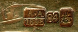 hallmark
Moskow
1895
silversmith
Roman Aristarkhov
assayer
Anatoliì Apollonovich Artsibashev hallmark
Moskow
1895
silversmith
Roman Aristarkhov
assayer
Anatoliì Apollonovich Artsibashev