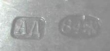 hallmark St.Petersburg 1896-1917 silversmith Aleksandr Vasilbev Domnin hallmark St.Petersburg 1896-1917 silversmith Aleksandr Vasilbev Domnin