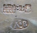 hallmark
Moskow
1837
silversmith IP
assayer
Viktor Savinkov hallmark
Moskow
1862
silversmith
A.Vassiliev
assayer
Nikolay Dubrovin