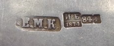 hallmark St. Petersburg 1874 silversmith EMK assayer IE hallmark St. Petersburg 1874 silversmith EMK assayer IE