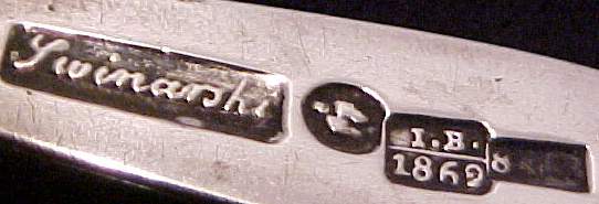 hallmark
St.Petersburg
1869
silversmith
M.Swinarski
assayer IB hallmark
St.Petersburg
1869
silversmith
M.Swinarski
assayer IB