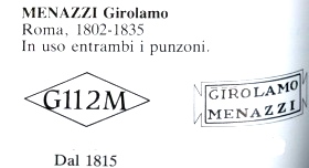 silversmith Menazzi Girolamo, Rome, 1802-1835: hallmark silversmith Menazzi Girolamo, Rome, 1802-1835: hallmark
