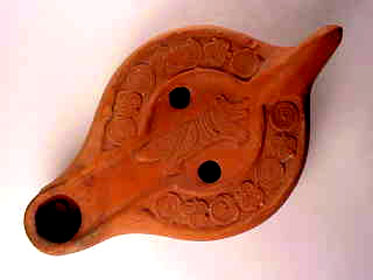 Roman Africa clay oil lamp