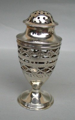 silver pepper castor: London 1784