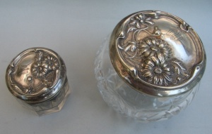 Webster Company - North Attleboro: crystal vases with embossed silver cover Webster Company - North Attleboro: crystal vases with embossed silver cover