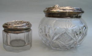 Webster Company - North Attleboro: crystal vases with silver cover Webster Company - North Attleboro: crystal vases with silver cover